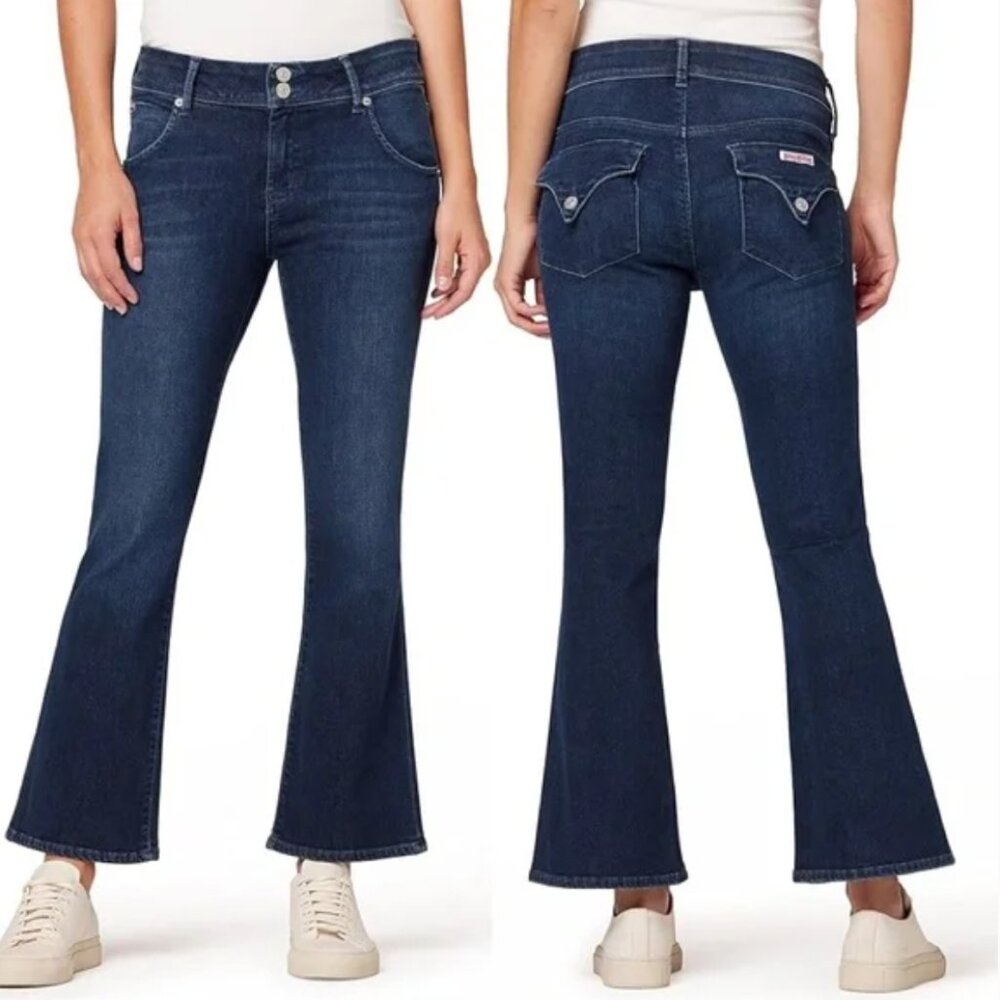 HUDSON JEANS: Collin Mid-Rise Bootcut Dark Wash Crop Denim Jean Size 25